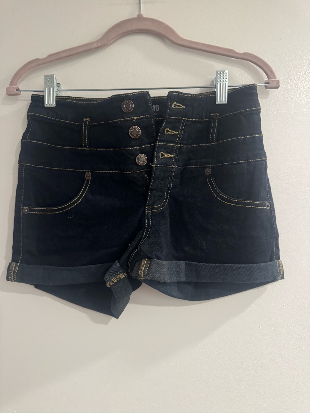 Mossimo Supply Co. Dark Blue High Rise Denim Shorts Triple Button Size 4